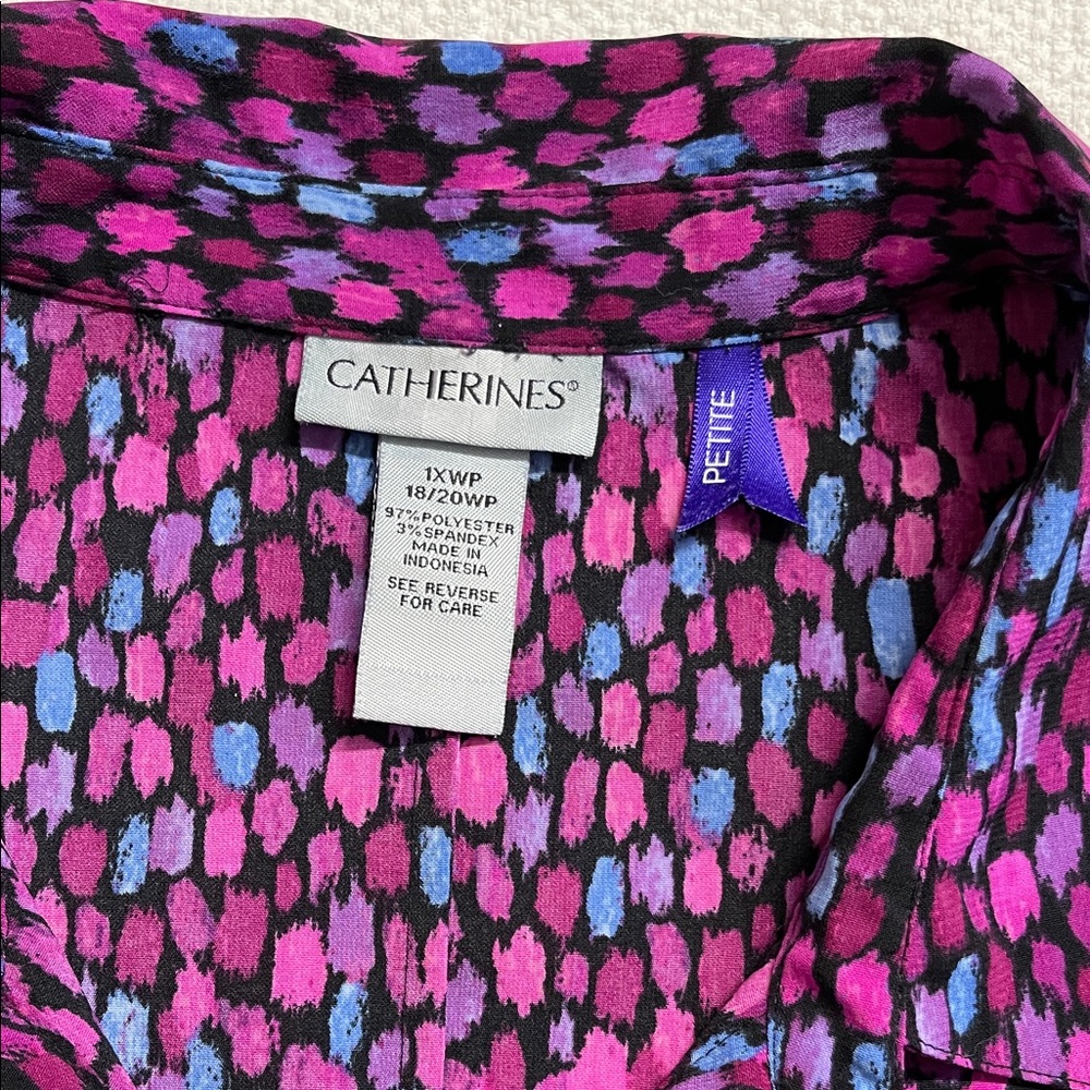 Catherines 1X Women's Purple and Blue Button-Down Shirt plus-size - Picture 3 of 5